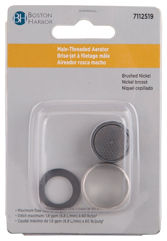 Boston Harbor A500196NNP-54 Faucet Aerator Male, 5/16 in Male, Plastic/Brass, Brushed Nickel