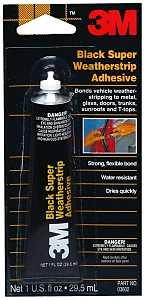 3M 03602 Weatherstrip Adhesive, Liquid, Sweet Petroleum, Heavy Black, 1 oz Tube