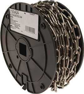 Campbell 0190424 Chain, 5/32 in, 50 ft L, 316L Grade, 500 lb Working Load, Stainless Steel, Bright