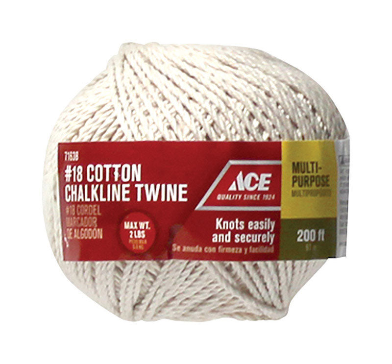 Ace 18 in. D X 200 ft. L White Twisted Cotton Twine, Pack of 6