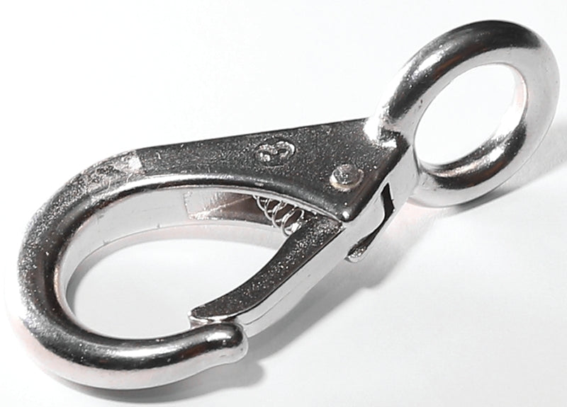 Baron 249S-0 Rigid Eye Snap, 3/8 in, 350 lb Working Load, Stainless Steel, Nickel-Plated