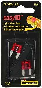 Bussmann BP/ATM-10ID Automotive Fuse, 1 kA Interrupt, Blade Fuse, 32 VDC, 10 A