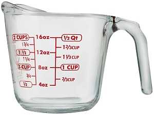 Anchor Hocking 551770L13 Measuring Cup, Glass, Clear 2-Cup, Pack of 4