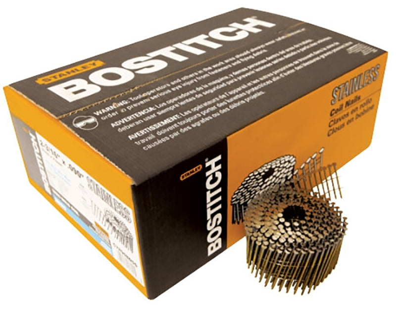 Bostitch C7R90BDSS-316 Series Siding Nail, Wire Coil Collation, 2-3/16 in L, Stainless Steel, Ring Shank