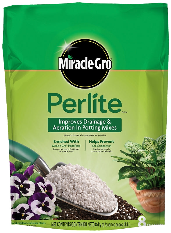 Miracle-Gro 74278430 Perlite, Granular, Off-White/White, 8 qt Bag, Pack of 6