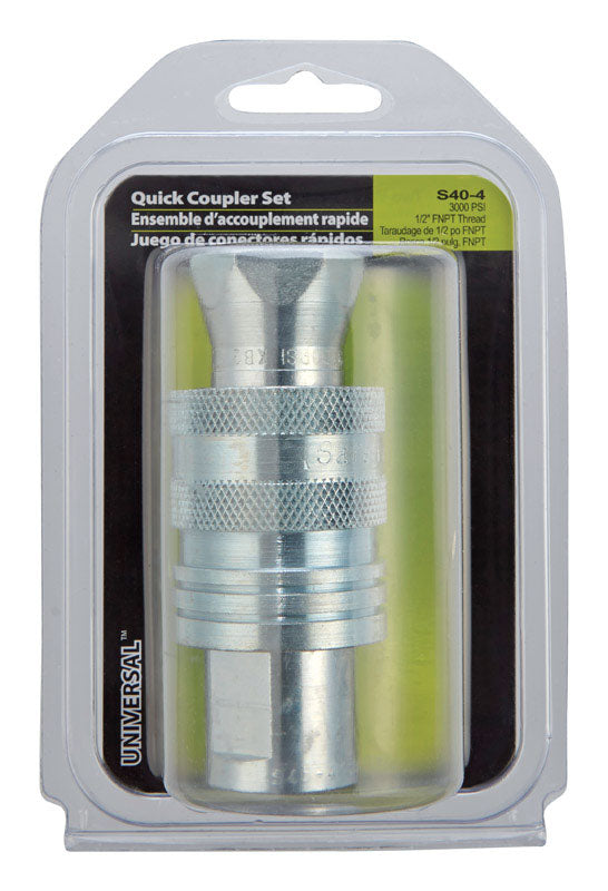 Apache Steel 1/2 in. D X 1/2 in. D Hydraulic Coupler 1 pk