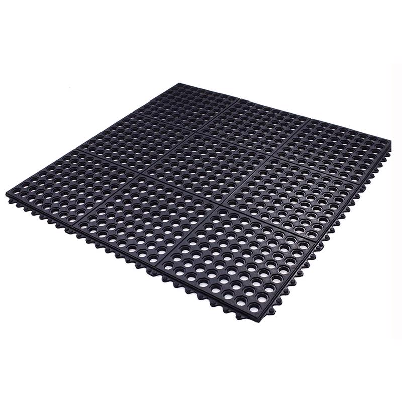Flexgard 36 in. W X 36 in. L Black Interlocking Ring Mat Rubber Anti-Fatigue Mat