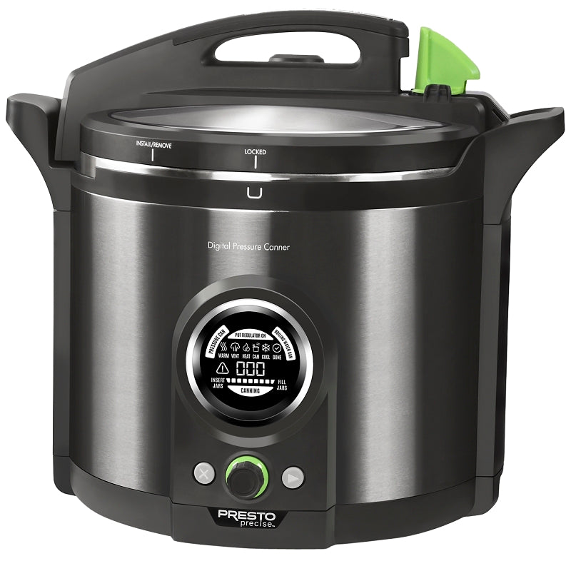 Presto 02144 Digital Pressure Canner, 12 qt, 1485 W, Stainless Steel, Black, 14 in L, 17 in W, 16 in H