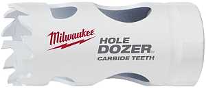 Milwaukee Hole Dozer 49-56-0707 Hole Saw, 1 in Dia, 1.7 in D Cutting, 1/2 in Arbor, 3 TPI, Carbide Cutting Edge