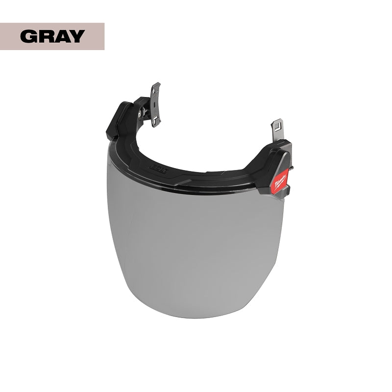Milwaukee BOLT 48-73-1425 Full Face Shield, 10 in W Visor, 9-1/2 in H Visor, 0.06 in Thick Visor, Gray Visor