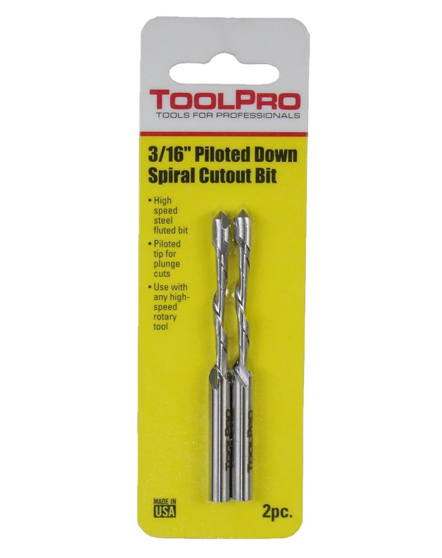 Toolpro TP43218 Cutout Bit, 3/16 in Dia, Spiral Flute, Straight Shank