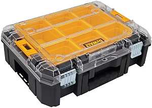 DEWALT DWST17805 Tool Organizer with Clear Lid, 44 lb, 13 in L, 17-5/16 in W, 4-5/8 in H, 7-Compartment, Plastic