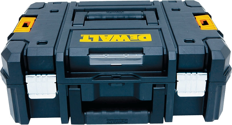 DEWALT TSTAK II Series DWST17807 Flat Top Tool Box, 66 lb, Plastic, Black, 17-1/4 in L x 6-3/8 in W x 13 in H Outside