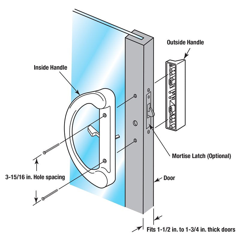Prime-Line C 1224 Door Pull, 3-1/2 in W, 1-7/8 in D, Aluminum, Painted