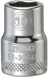 DEWALT DWMT86305OSP Drive Hand Socket, 10 mm Socket, 3/8 in Drive, 6-Point, Steel, Polished Chrome Vanadium