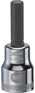 DEWALT DWMT86391OSP Fractional Hex Bit Socket, 1/4 in Tip, 3/8 in Drive, Polished Chrome, 1-31/32 in OAL
