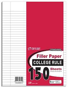 Top Flight 4314212 Filler Paper, 10-1/2 x 8 in, White, Pack of 24
