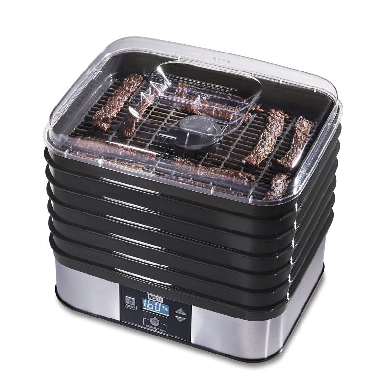 Weston 75-0401-W Digital Food Dehydrator, 500 W, 6-Tray, ABS, Black, 13-1/2 in W x 10-1/2 in D x 11 in H Tray