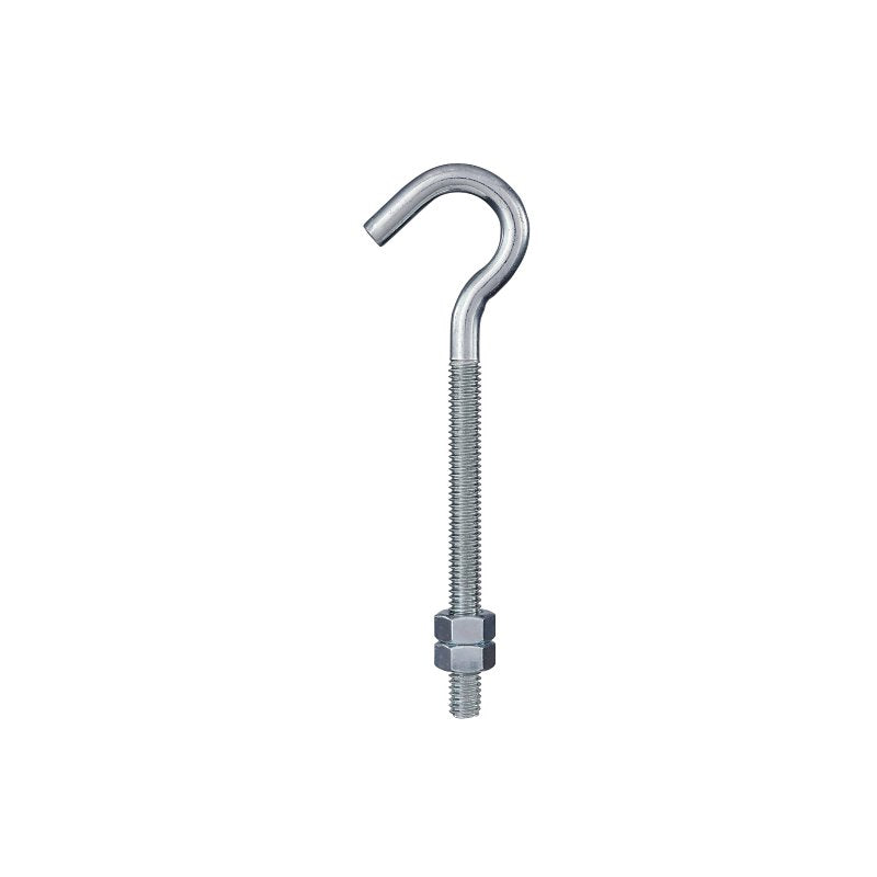 National Hardware N100-393 Hook/J-Bolt, 5/16-18 Thread, 3-1/4 in L Thread, 5 in L, Steel, Zinc-Plated, Pack of 10