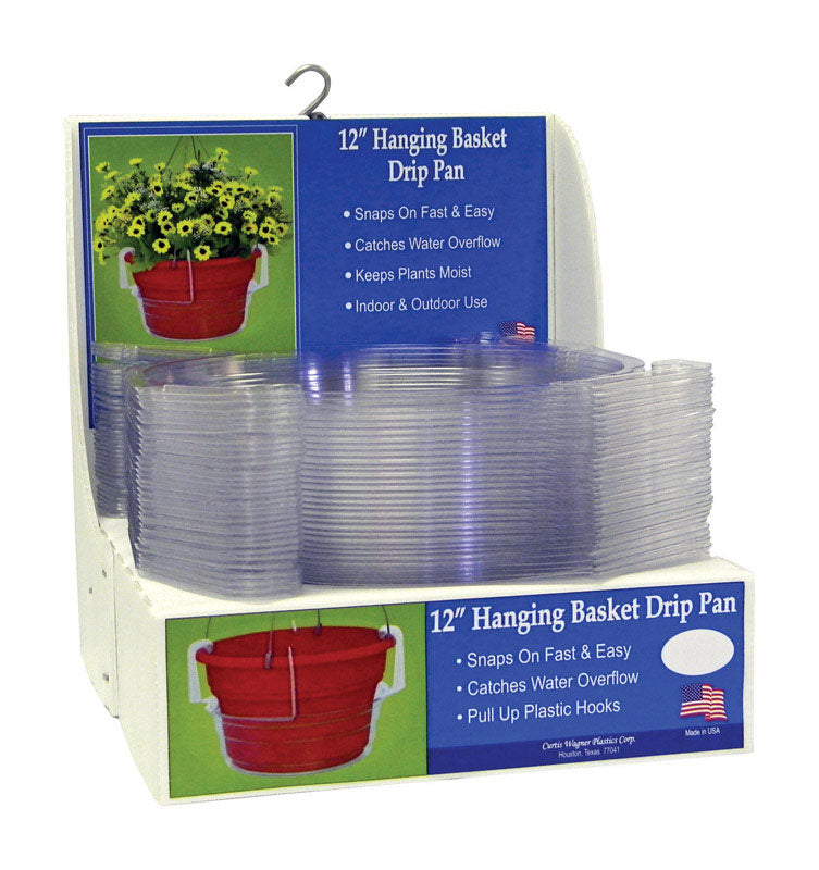 Curtis Wagner Plastics Plastic Hanging Basket Drip Pan Clear, Pack of 50