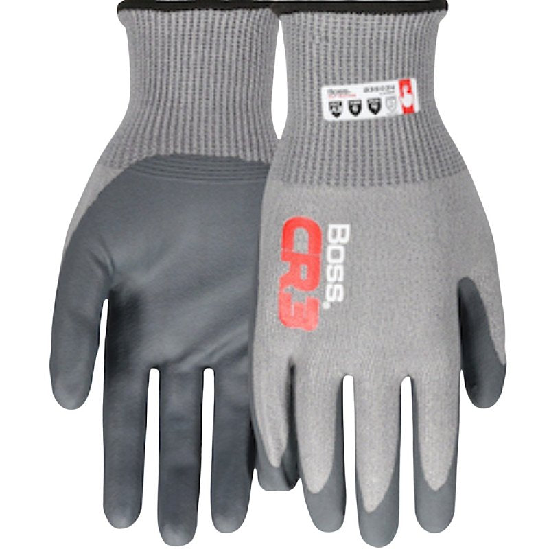 Boss CR3 B35034-XL Gloves, XL, 8-3/8 to 8-3/4 in L, Elastic Cuff, Nitrile Coating, Nylon Glove, Dark Gray