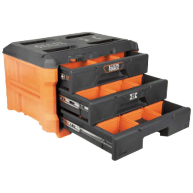 Klein Tools MODbox 54823MB Toolbox, 50 lb, 3-Drawer, Polymer, Orange, 22.3 in L x 16.4 in W x 14.4 in H Dimensions