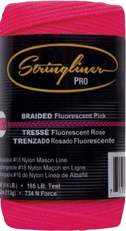 Stringliner 35162 Construction Line, #18 Dia, 250 ft L, 0.25 lb Working Load, Nylon, Fluorescent Pink