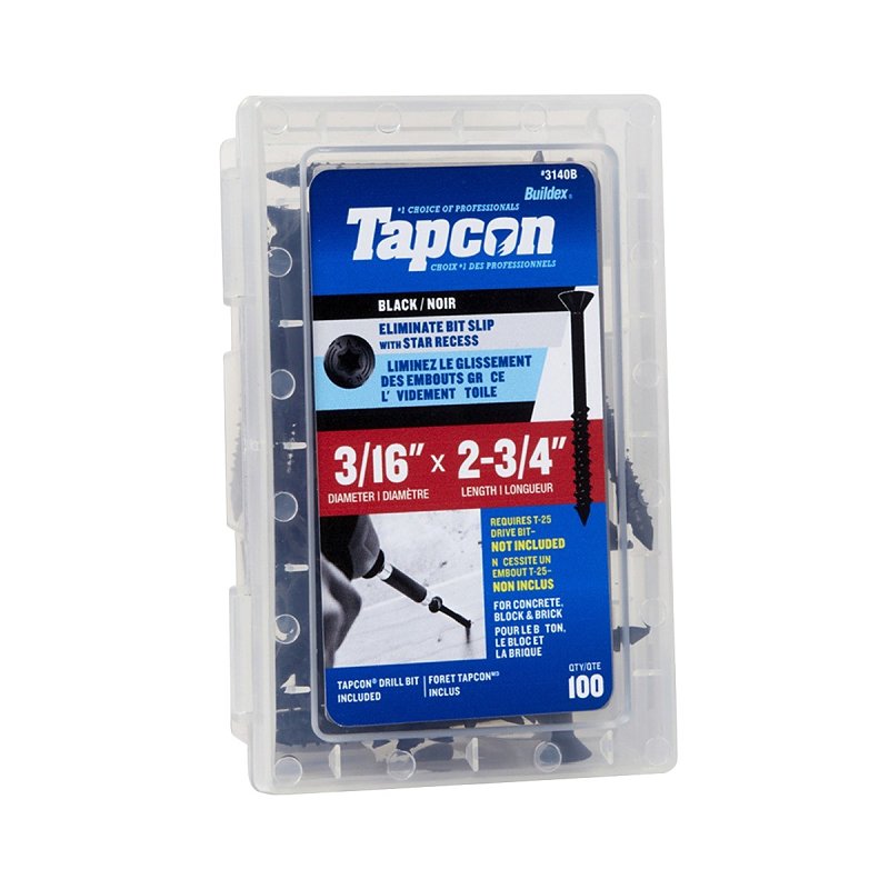 Tapcon 3140B Concrete Anchor, 3/16 in Dia, 2-3/4 in L, Steel