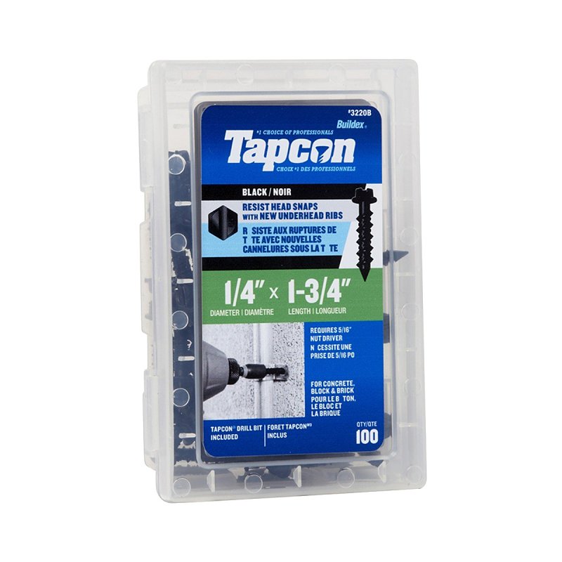 Tapcon 3220B Concrete Anchor, 1/4 in Dia, 1-3/4 in L, Steel
