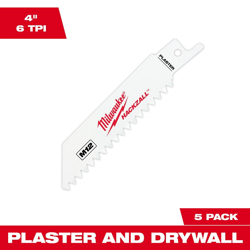 Milwaukee HACKZALL 49-00-5461 Blade, 3/4 in W, 4 in L, 6 TPI, Bi-Metal Cutting Edge