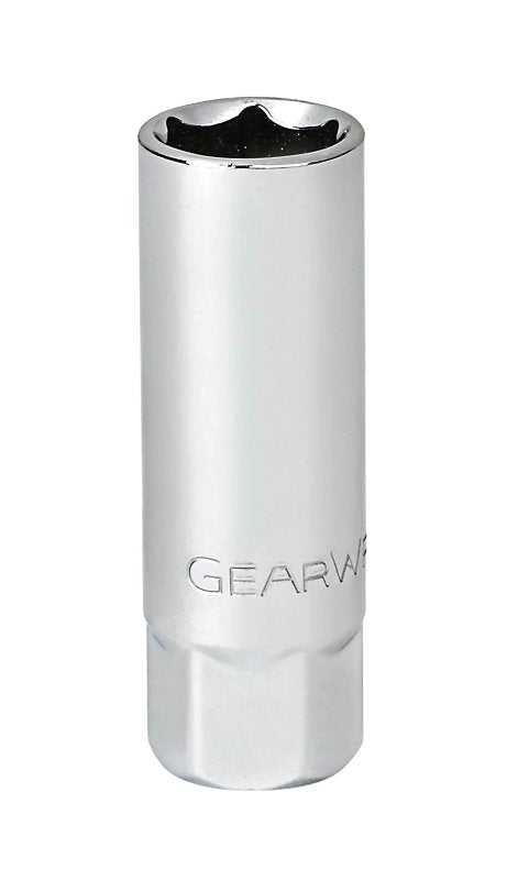 GearWrench 80402 Spark Plug Socket, 5/8 in Socket, 3/8 in Drive, Square Drive, 6-Point, Alloy Steel, Full Polish Chrome