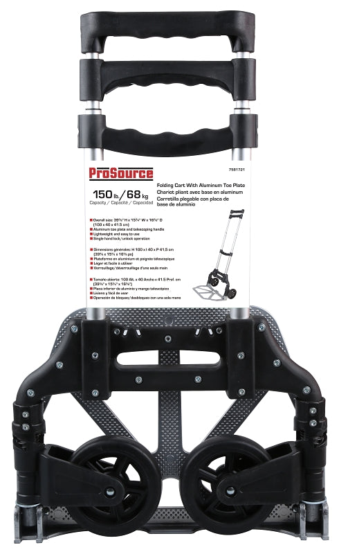 ProSource 85-611-A Folding Cart, 150 lb, 15-1/8 in L Platform, 11 in W Platform, 2-Wheel, Aluminum, Pack of 6