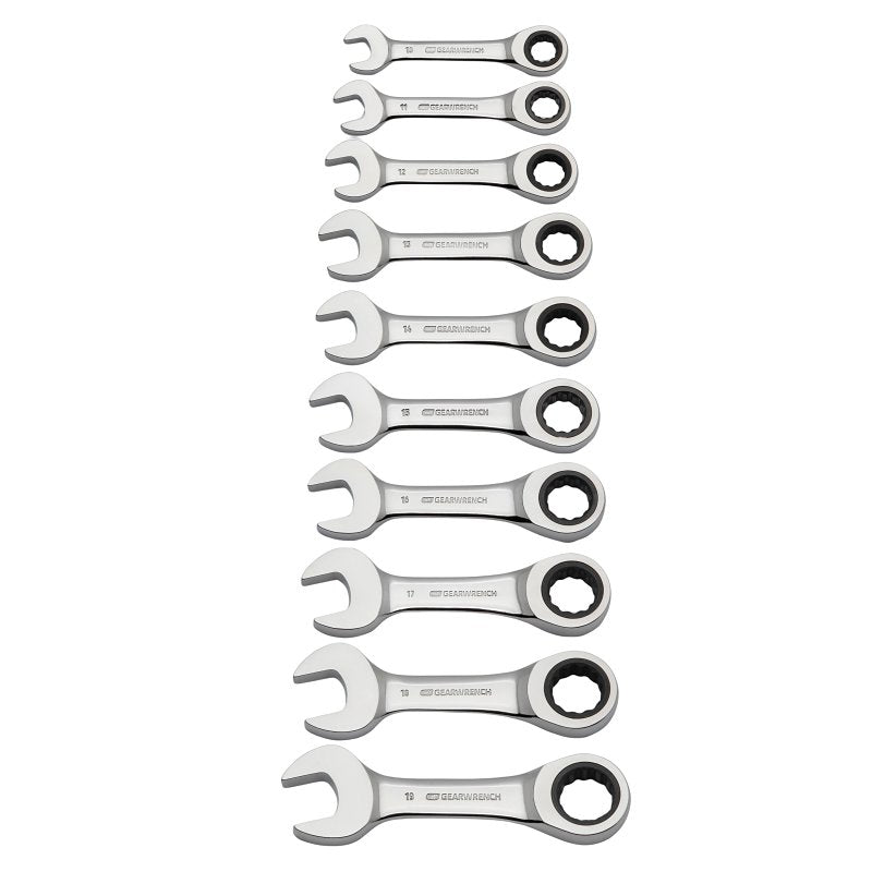 GearWrench 9520D Ratcheting Wrench Set, 10-Piece, Alloy Steel, Full Polish Chrome