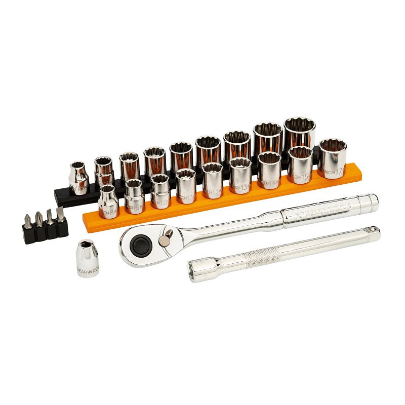 GearWrench GWXSCBMTS38 Mechanics Hand Tool Set, 25-Piece, Steel, Chrome