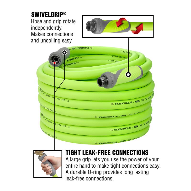 Legacy Flexzilla SwivelGrip 5/8 in. D X 100 ft. L Medium Duty Premium Grade Garden Hose