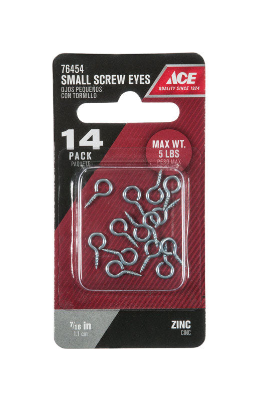 Ace 1/16 in. D X 7/16 in. L Zinc-Plated Steel Screw Eye 5 lb. cap. 14 pk, Pack of 5