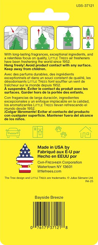 Little Trees U3S-37121 Pine Tree Air Freshener, Bayside Breeze