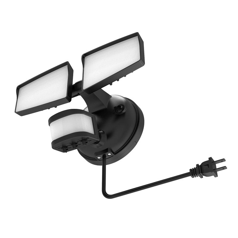 Halo SEC Series SEC2HSPLUGMBLK Security Floodlight, 120 V, 20 W, LED Lamp, 2418 Lumens, Polycarbonate Fixture