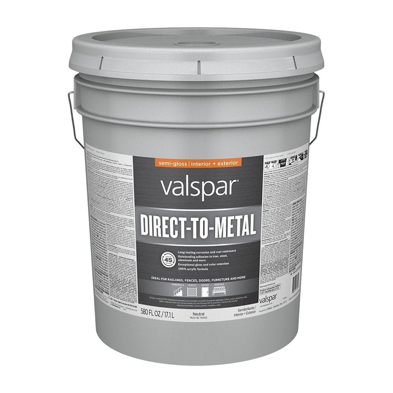 Valspar 007.5990183.008 Direct-To-Metal Paint, Semi-Gloss, Neutral Base, 5 gal