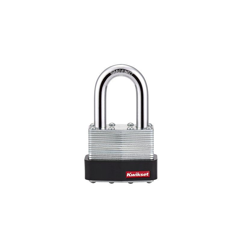 Kwikset 90260-145 Padlock, Keyed Alike Key, 0.37 in Dia Shackle, 1-1/2 in H Shackle, Hardened Steel Shackle, Steel Body