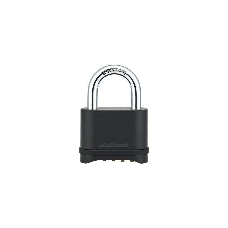 Kwikset 90260-202 Padlock, Keyless Key, 0.31 in Dia Shackle, 1 in H Shackle, Hardened Steel Shackle, Zinc Body