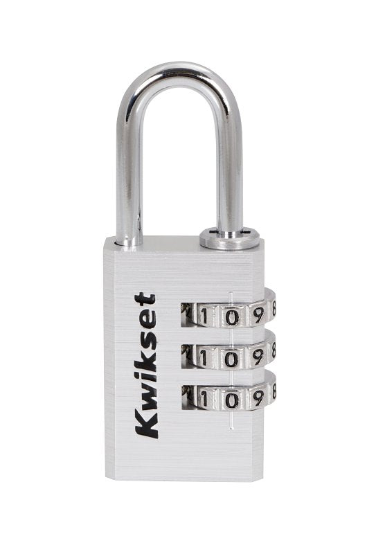 Kwikset 90260-440 Padlock, No Key, 0.19 in Dia Shackle, 1-1/16 in H Shackle, Steel Shackle, Aluminum Body