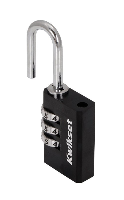 Kwikset 90260-441 Padlock, No Key, 0.19 in Dia Shackle, 1 in H Shackle, Steel Shackle, Aluminum Body