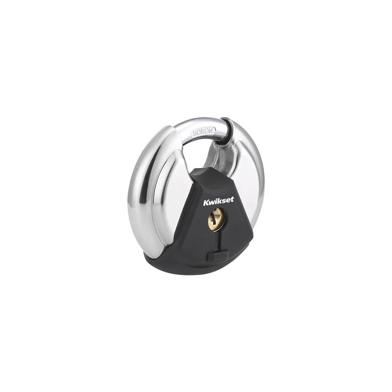 Kwikset 90260-501 Padlock, Keyed Different Key, 0.37 in Dia Shackle, 5/8 in H Shackle, Boron Carbide Shackle, Polished