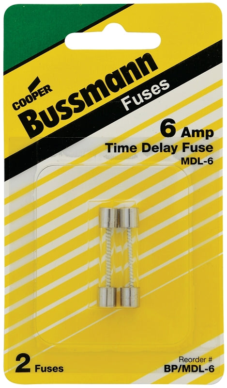 Bussmann BP/MDL-6 Fuse, 6 A, 32 V, Glass Body, MDL, Electronic Miniature, Time Delay Fuse