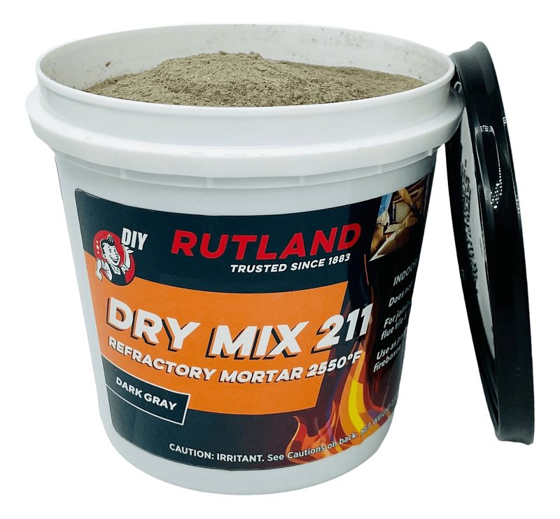 Rutland Dry Mix 211 21125 Refractory Mortar, Dark Gray, Solid, 2.5 lb Tub