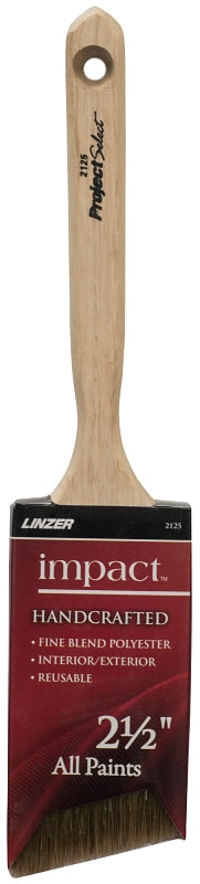 Linzer 2125N-2.5 Paint Brush, Natural, Wood Handle, 2-1/2 in W, Polyester Bristle, Angle Sash Handle