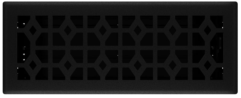 Imperial RG3467 Floor Register, Black Iron, 12 in W Duct Opening, 4 in H Duct Opening, Polystyrene