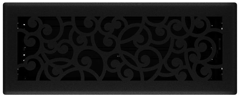 Imperial RG3460 Floor Register, 12 in W Duct Opening, 4 in H Duct Opening, Polystyrene, Black Iron