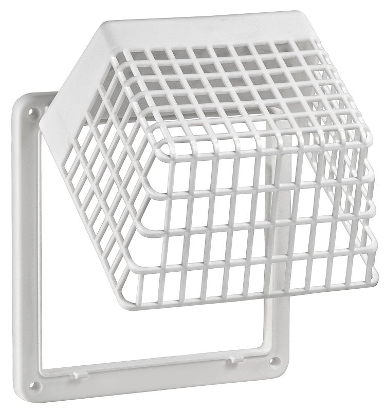 Lambro 1491WG Universal Hinged Vent Guard, Polymer Resin, White, For: 3 in and 4 in Hoods and Louvered Vents